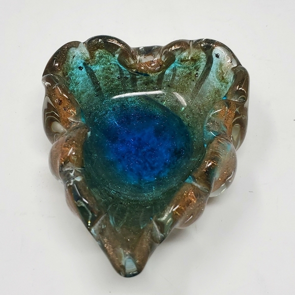 Other - Murano Like Glass Ultramarine Gold Flecking Sculptured Bowl Barovier & Toso MCM